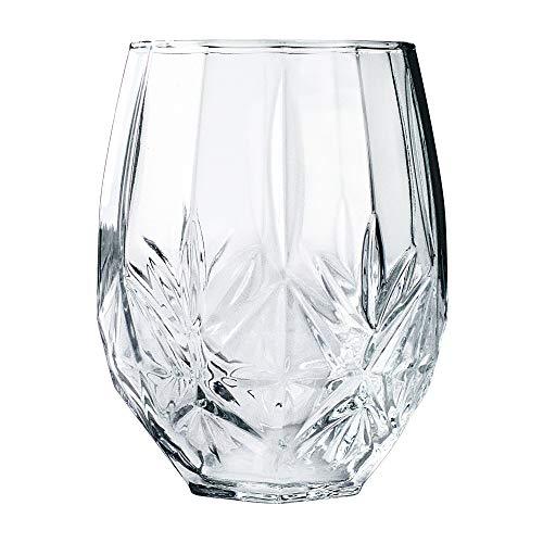 Elegant Stemless Wine Glasses (Set of 4) for Red or White Wine - Le'raze by G&L Decor Inc