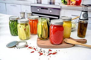 Set of 6 - 32oz Glass Mason Jars with lids - Airtight Band + Marker & Labels - Canning Jars with Lid - Regular Mouth - Ideal for Jelly Jar, Jam, Honey, Wedding Favors, Spice Jars, Meal Prep, Smoothie Cups, Preserving, Canning Rack. - Le'raze by G&L Decor Inc