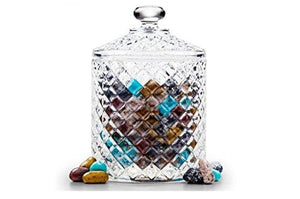 Elegant Crystal Diamond-faceted Biscuit, Candy, Jar With Crystal Lid, Quality Decorative Dish - Le'raze by G&L Decor Inc
