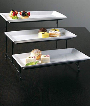 Decorative 3 Tier Serving Stand– Tiered Serving Tray with Three Porcelain Serving platters Perfect for Party Foods, Appetizer, Cake and Fruit – White - Le'raze by G&L Decor Inc