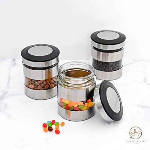 Le'raze Quality Stainless Steel Canister Set for Kitchen Counter with