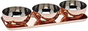 Relish Tray with Serving Bowls 4-piece Set, Hammered Condiment Server for Appetizers, Candy, Nuts and Dips, Elegant Serveware Set, Copper - Le'raze by G&L Decor Inc