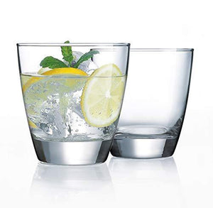 Heavy Base Drinking Glasses - Set of 4 Durable Glass Cups, Rocks Glass for Water, Juice, Beer, Cocktails and Mixed Drinks | Durable Glassware Set - Le'raze Decor
