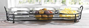 4 Piece Condiment Server Set, Relish Tray with Glass Dip Bowls for Chips and Dip, Candy and Nuts, Elegant Appetizer Serving Set - Le'raze Decor