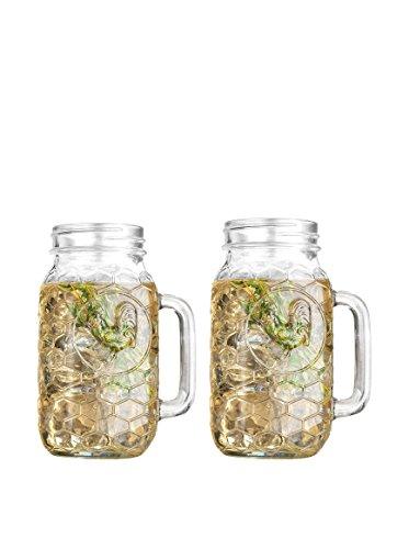Home Essentials Set of 2 Country Chic 22-Oz. Rooster Mason Drinking Jars, Clear - Le'raze by G&L Decor Inc