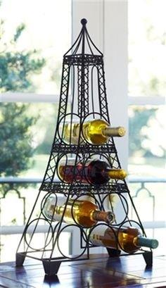 Eiffel Tower Wine Rack Sleek Modern Design Black Metal Freestanding Wine Storage Rack- Wine Bottle Holder - Le'raze by G&L Decor Inc