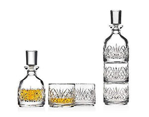 Stackable Whiskey Decanter and Whisky Glasses 3 pc set, for Liquor Scotch Bourbon or Wine - Le'raze by G&L Decor Inc