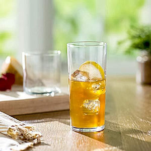 Modern Highball Glasses Set of 12 - Lead-Free Crystal Clear Drinking Glasses, Elegant Glass Cups for Water, Wine, Beer, Cocktails and Mixed Drinks - Le'raze by G&L Decor Inc