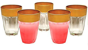 Set Of 6 Drinking Glasses, 7 Oz Gold Rim Drinking Cups, for Water, Beer, Juice, Whiskey, Golden Rimmed Glassware Set - Le'raze by G&L Decor Inc