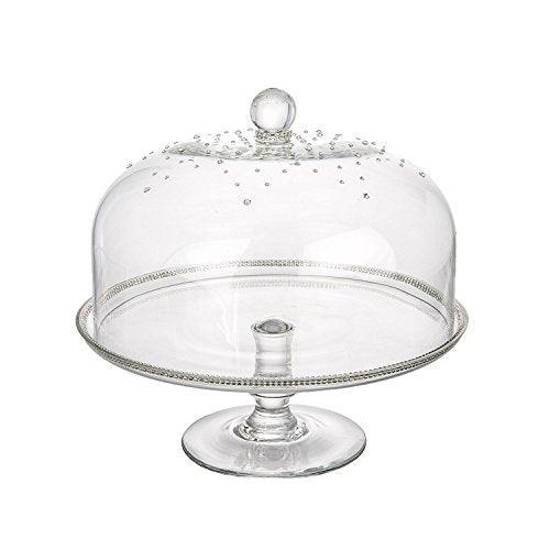 Elegant Masterpiece Cake stand, Footed Cake Plate with Swarovski Crystals Dome Cover, Makes A Great Wedding Gift - Le'raze by G&L Decor Inc