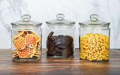 3pc Glass Canisters Set for Kitchen Counter with Airtight Lids - Retro -  Le'raze by G&L Decor Inc