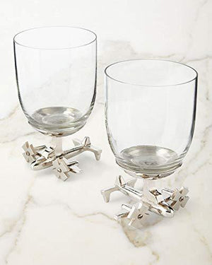 Airplane Wine Glass, Ideal For Flying Bartender, Pilot Award, Chrome Airplane Decor. - Le'raze by G&L Decor Inc