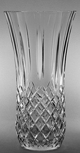Le'raze Beautiful Elegant Crystal Vase,11.5" Made with Wide Mouth, and Beautiful Cuts Along The Bottom Made in Italy - Le'raze by G&L Decor Inc