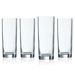 Sleek Modern Highball Glasses - Made In USA - Clear Heavy Tall Bar Glass - Drinking Glasses For Water, Juice, Wine, Beer, Whiskey, And Cocktails | 16 Ounce Cups | Set of 4 - Le'raze by G&L Decor Inc