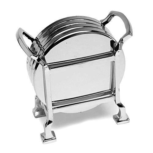 Elegant Drink Coasters - Stainless Steel Holder with Coaster Set - Bar Drink Cup Holders (Pack of 4) - Le'raze by G&L Decor Inc