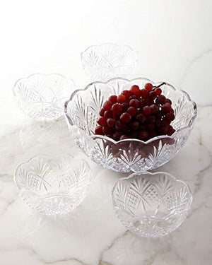 Elegant Crystal Clear Salad Bowl, Glass Mixing Bowl, All Purpose Round Serving Bowl - Le'raze by G&L Decor Inc