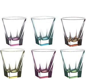 Heavy Base Shot Glass Set, 6 Piece Colored Shot Glasses, for Scotch, Whiskey, Tequila, or Vodka – 2-Ounce - Le'raze Decor
