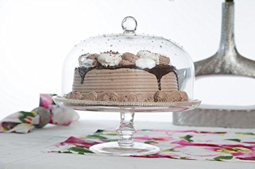 Elegant Masterpiece Cake stand, Footed Cake Plate with Swarovski Crystals Dome Cover, Makes A Great Wedding Gift - Le'raze by G&L Decor Inc