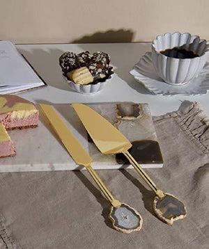 Elegant Cake Server Set 1 Cake Knife and 1 Cake Server - Le'raze by G&L Decor Inc