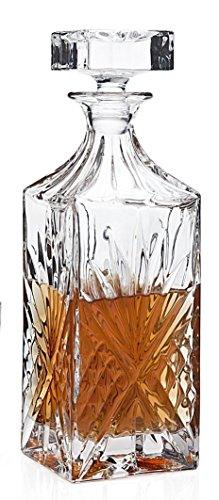 Crystal Whiskey, Wine, Bourbon, Tequila or Scotch Decanter Vintage Square Design Decanter Bottle with Stopper (750ml) … - Le'raze by G&L Decor Inc