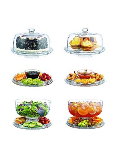 Home Essentials 0 Home Essentials Square 6-in1 Cake Stand & Serving Platter, , Clear - Le'raze by G&L Decor Inc