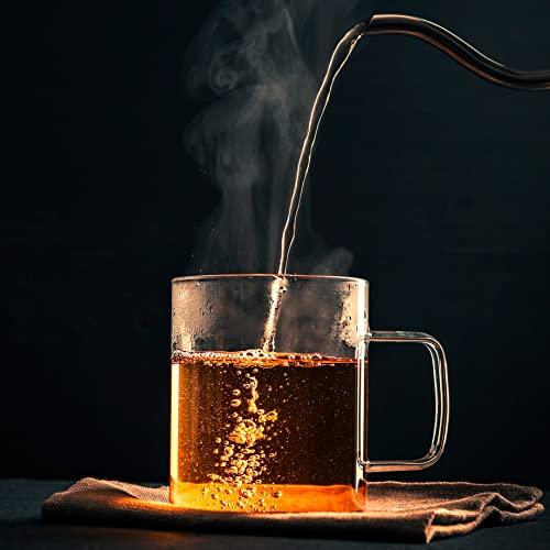 Le'raze Set Of 6 Clear Borosilicate Glass Coffee And Tea Mugs With Handles,  15oz. : Target