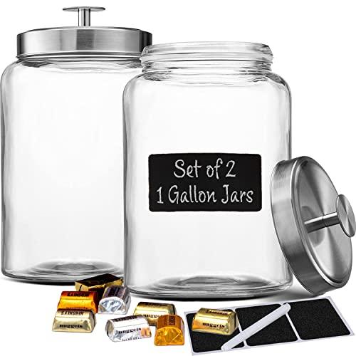 Glass Food Storage Jars with Airtight Lids - 4 Pack Square Mason Jars -  Le'raze by G&L Decor Inc