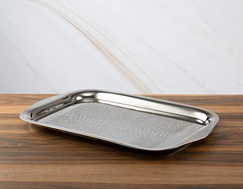 Elegant Serving Tray, Whiskey Tray Ideal For Bathroom Tray, Perfume Tray, Bar Tray, Coffee Table Tray and Vanity Tray - Stainless Steel Tray - Le'raze by G&L Decor Inc
