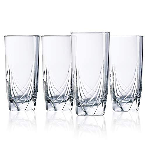Le'raze Set of 16 Heavy Base Ribbed Durable Drinking Glasses Includes 8  Cooler Glasses (17oz) and 8 Rocks Glasses (13oz), Clear Glass Cups -  Elegant