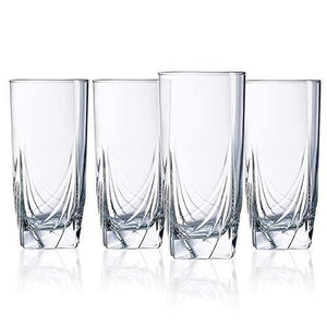Set of 16 Drinking Glasses, Heavy Base Durable Glass Cups - 8 Cooler Glasses (16oz) and 8 Rocks Glasses (13oz), 16-piece Glassware Set - Le'raze Decor
