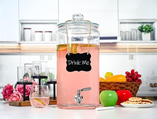 2-Gallon Glass Beverage Dispenser for Parties - 100% Leakproof Stainle -  Le'raze by G&L Decor Inc