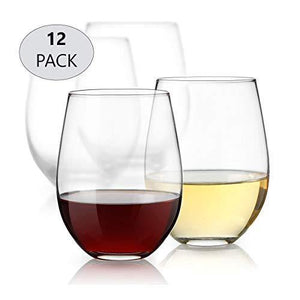 Stemless Wine Glasses Set of [12] Red Wine Glasses for White or Red Wine | Ideal Wine Gift for Wine Lovers, Durable Glassware Set - Le'raze Decor