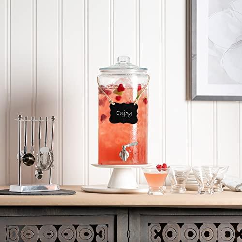 2 Gallon Glass Beverage Dispenser Can Be Used with Metal Base