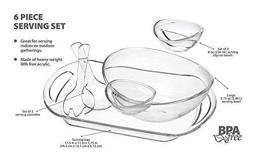 Acrylic Chip and Dip Serving Set with Serving Tray, Great for Chips, Dips, Appetizer, Fruit Bowl, Salad and Snack - Le'raze by G&L Decor Inc