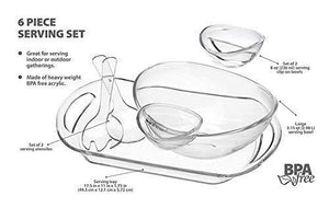 Acrylic Chip and Dip Serving Set with Serving Tray, Great for Chips, Dips, Appetizer, Fruit Bowl, Salad and Snack - Le'raze Decor
