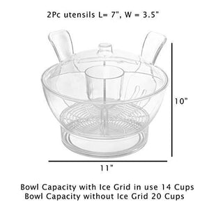 Acrylic Salad Bowl Set with Ice Chiller Base for Chilled Pasta, Salad, Fruit and More - Le'raze by G&L Decor Inc