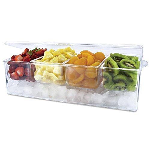 Set Of 5 Condiment Server on ice with 4 Removable Containers Serving tray - Le'raze by G&L Decor Inc