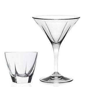 Elegant Crystal Modern Martini Glasses Set | Eight-Piece Set Includes Six Cocktail/Martini Glasses And Two Old Fashioned Glasses For A Coordinated Look. - Le'raze by G&L Decor Inc