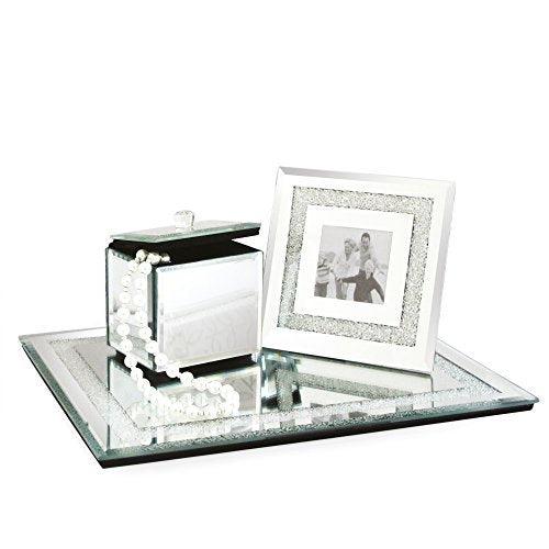 Le'raze 3-Piece Rectangle Mirror Vanity Set with Tray, Picture Frame and Jewelry Box - Le'raze by G&L Decor Inc