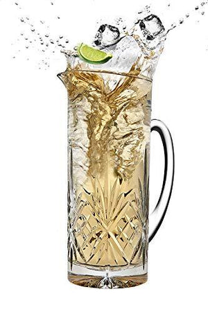 Elegant Crystal Martini Pitcher with Handle, for Ice Tea, Juice, Fruit Punch, Water and Beverages - 34 Ounce Iced Tea Glass Pitcher - Le'raze by G&L Decor Inc