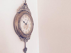 Elegant Traditional Wall Clock With Pendulum Decorative 24X15 Hand-Painted Wall Clock w/Swinging Pendulum - Brown and Bronze