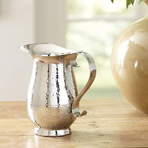 Elegant Non-Drip Hammered Stainless Steel Pitcher Beverage Water, Iced Tea Serving Carafe - Le'raze by G&L Decor Inc