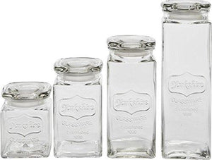 Glass Canister Set for The Kitchen - Set of 4 Food Storage Jars with Air Tight Lids for Kitchen or Bathroom, Food, Cookie, Cracker, Storage Containers, Clear Glass - Le'raze by G&L Decor Inc