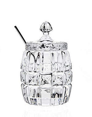 Honey Pot with Lid ‒ Elegant Glass Jar with Lid and Serving Spoon for Honey, Jam, Jelly ‒ Crystal Jam Jar With Lid - Le'raze by G&L Decor Inc