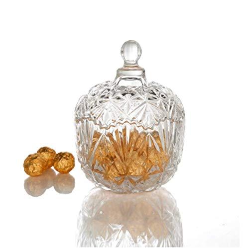 Crystal Candy Jar with Lid – Glass Jar for Food Storage and Organization – 8 ounce Crystal Dish - Le'raze by G&L Decor Inc