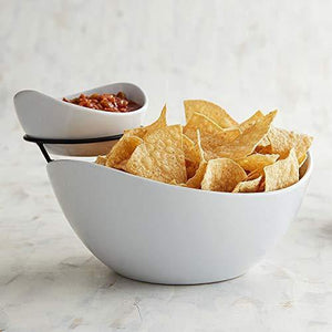 2 Tier Serving Stand,Durable Ceramic Food Display Stand – Chip and Dip, Appetizer Platter - Great for Chips, Dips, Salad and Other Snack Foods - Le'raze Decor