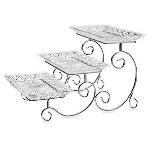3 Tier Serving Stand, Durable Crystal Food Display Stand – Chip and Dip, Appetizer Platter - Great for Chips, Dips, Salad and Other Snack Foods - Le'raze Decor