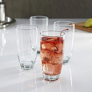 Drinking Glasses Set of 4 Heavy Base Durable Glass Cups for Water, Wine, Beer, Cocktails and Mixed Drinks | Durable Glassware Set - Le'raze by G&L Decor Inc
