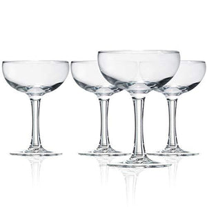 Modern Coupe Cocktail Glasses [Set of 4, 5.5oz] Fancy Martini Glass Set, Crystal Glassware Sets for Drinking Champagne, Margarita, Cocktails, Stemmed Drinkware, Classy Collection for Part or Wedding - Le'raze by G&L Decor Inc