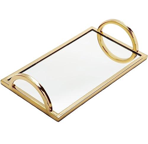 Beautiful Gold Mirrored Tray with Side Rails - Le'raze by G&L Decor Inc